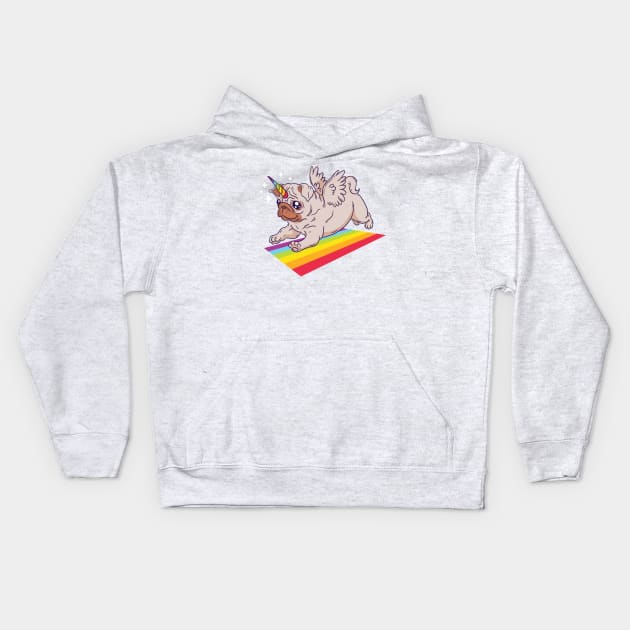 Pug Unicorn Kids Hoodie by madeinchorley